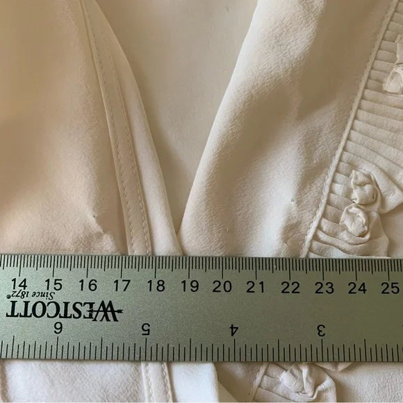 Etcetera Silk Ivory Cream V-Neck Wrap Blouse, 6 - Picture 9 of 14